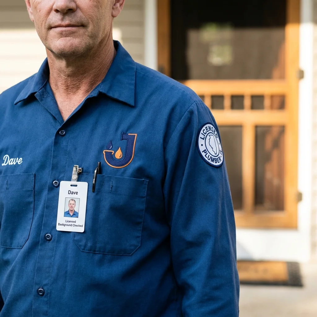 Licensed plumber showing ID badge in Antlers, OK