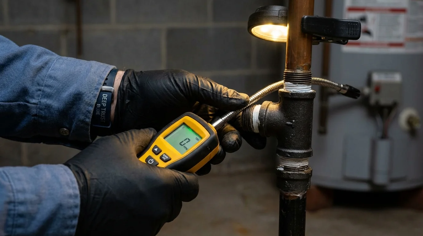 Gas leak detection with electronic sniffer by Johns Plumbing LLC in Antlers