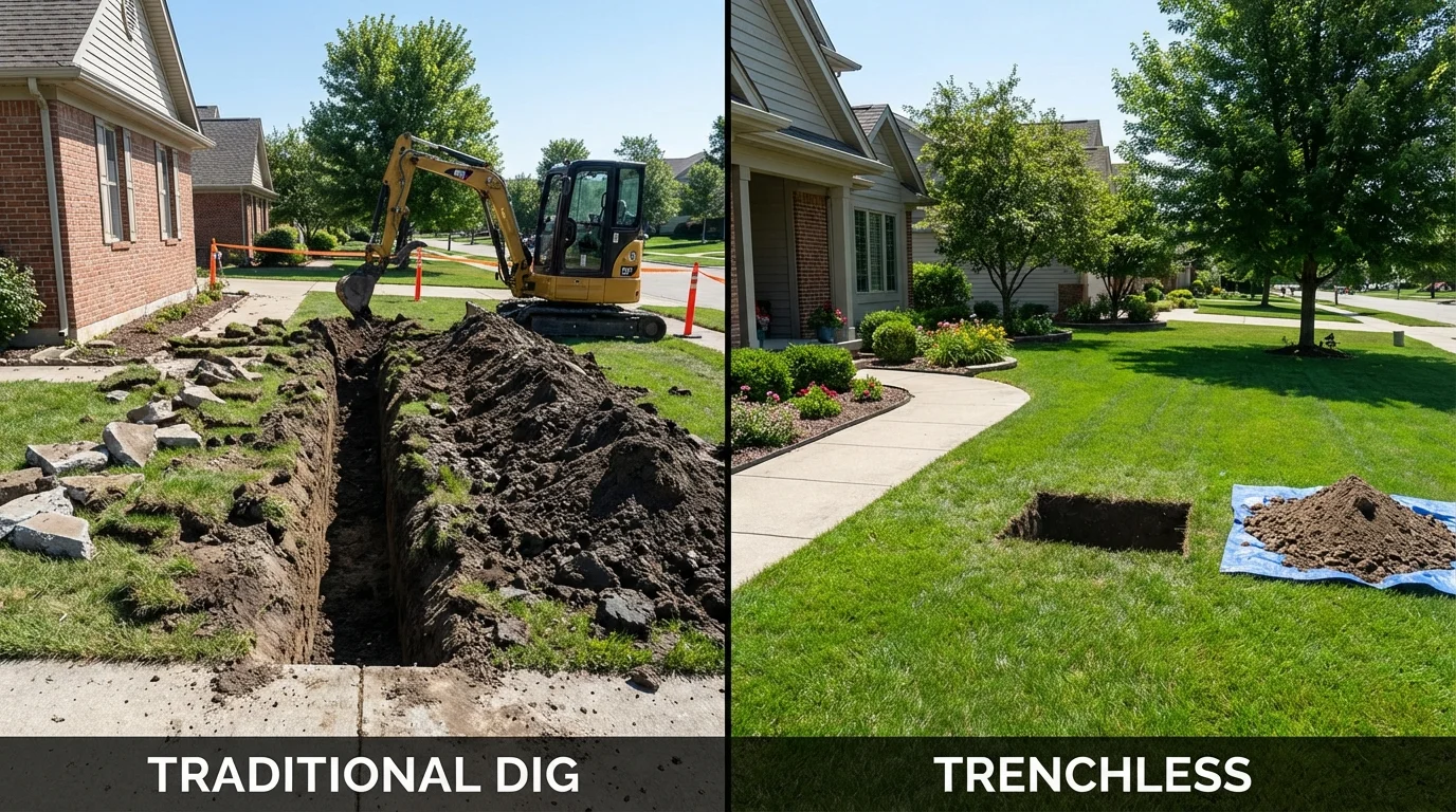 Trenchless sewer repair with minimal yard damage versus traditional excavation in Antlers, OK